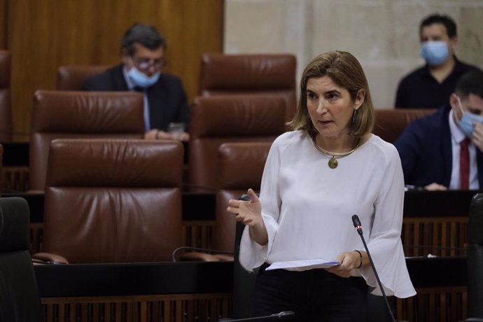 La consejera de Empleo, Rocío Blanco, este jueves en el Parlamento de Andalucía. 