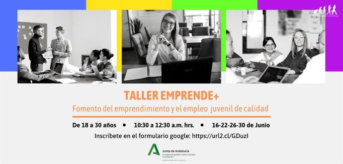 Cartel del taller Emprende+