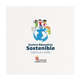 Sello de 'Centro Educativo Sostenible' de la Junta de Castilla y León.