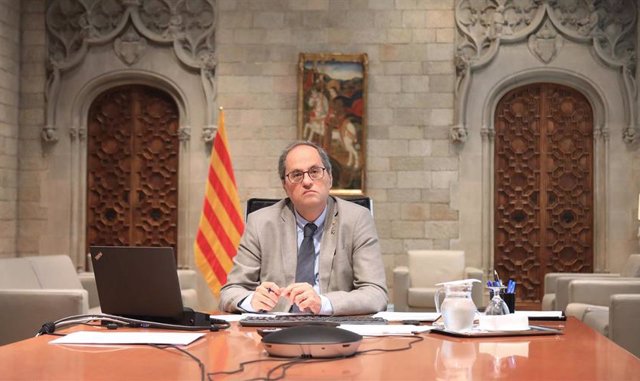 El presidente de la Generalitat, Quim Torra, en la pasada reunión de presidentes autonómicos con el presidente del Gobierno, Pedro Sánchez.