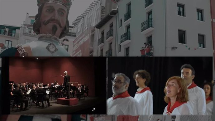 Fotograma del vídeo de La Pamplonesa y Coral Barañáin con motivo del sexto peldaño de la escalera de San Fermín