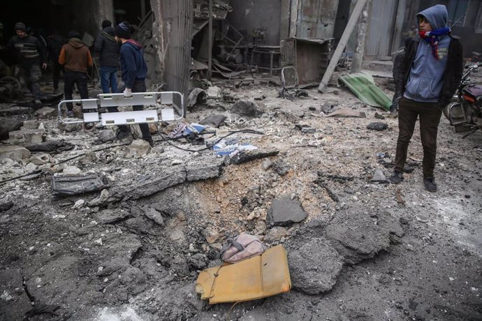 Escenario de un bombardeo del Ejército de Siria en la provincia de Idlib