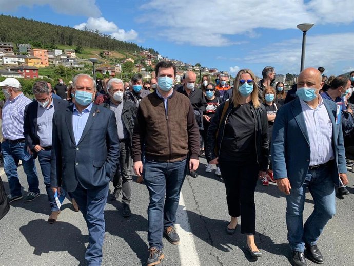 El líder del PSdeG, Gonzalo Caballero, en la manifestación por Alcoa
