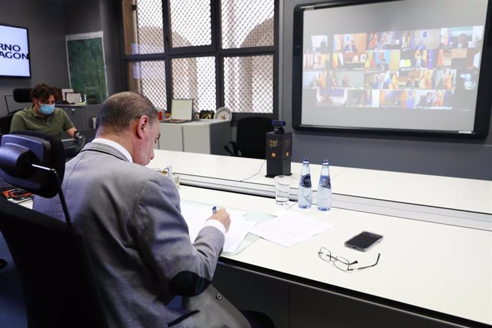 El presidente de Aragón participa en la decimotercera videoconferencia de presidentes autonómicos con Pedro Sánchez por el coronavirus