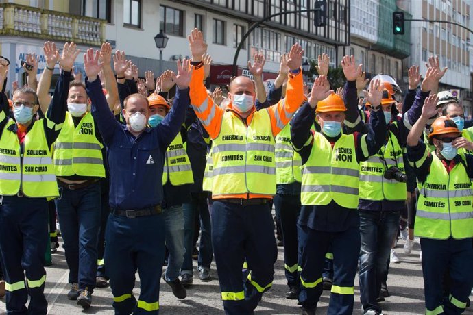 Manifestación de A Mariña (Lugo) en apoyo de los trabajadores de Alcoa, en A Mariña (Viveiro/Lugo/Galicia) a 7 de junio de 2020.