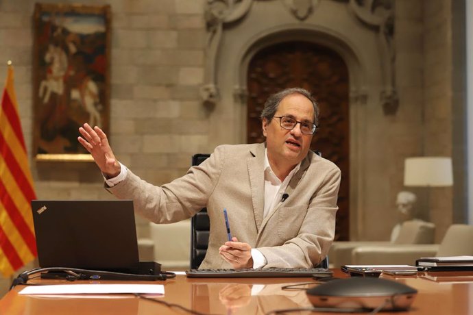 El president de la Generalitat, Quim Torra, durant la 13 reunió de presidents autonmics pel coronavirus a 7 de juny de 2020.