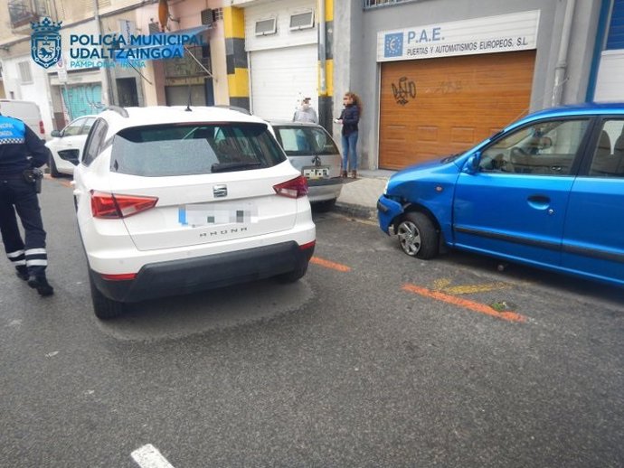 Accidente en la calle Blas de Laserna de Pamplona.