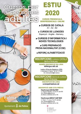 Cartel de los cursos de verano para personas adultas.
