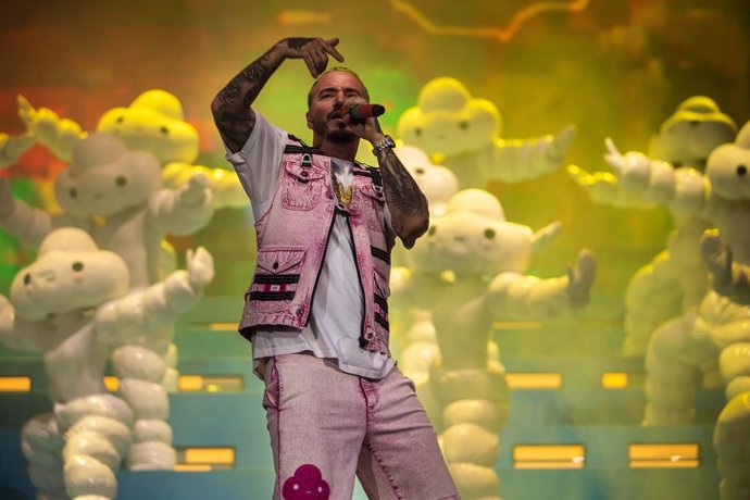 April 21, 2019 - Indio, California, United States: J Balvin performs on stage during Weekend 2 of the Coachella Valley Music and Arts Festival 