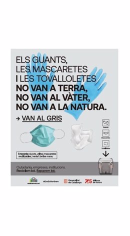 Cartell de la campanya 'Reciclem Bé. Separem bé' de la Generalitat per promoure el reciclatge i, concretament, el destí de les deixalles domstiques durant el coronavirus.