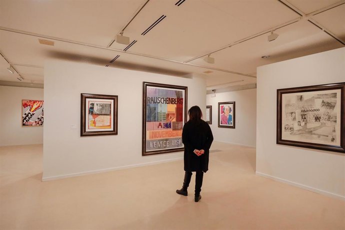 Un visitante en la exposición 'POPism. Arte pop americano', que puede visitarse hasta el 26 de mayo en Ibercaja Patio de la Infanta.