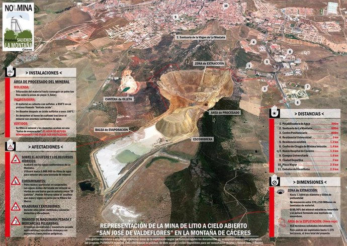 Plano del supuesto corte de la mina de litio en Cáceres