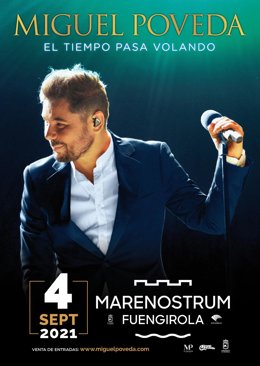 Cartel del concierto de Miguel Poveda en el Marenostrum Fuengirola en 2021