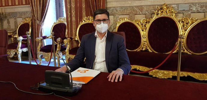 El portavoz de Cs en el Ayuntamiento de Sevilla, Álvaro Pimentel, en la comisión del Covid-19