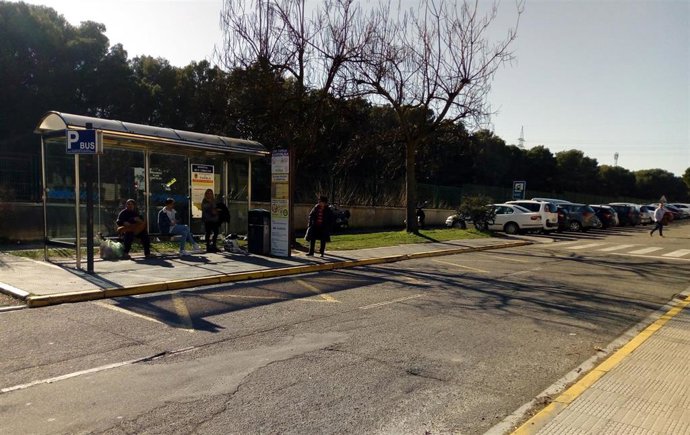 Parada actual de autobuses del Hospital Reina Sofía de Tudela