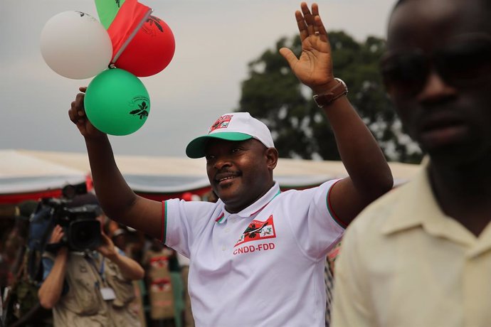 El president de Burundi, Pierre Nkurunziza, durant un acte de campanya durant les eleccions del 2015