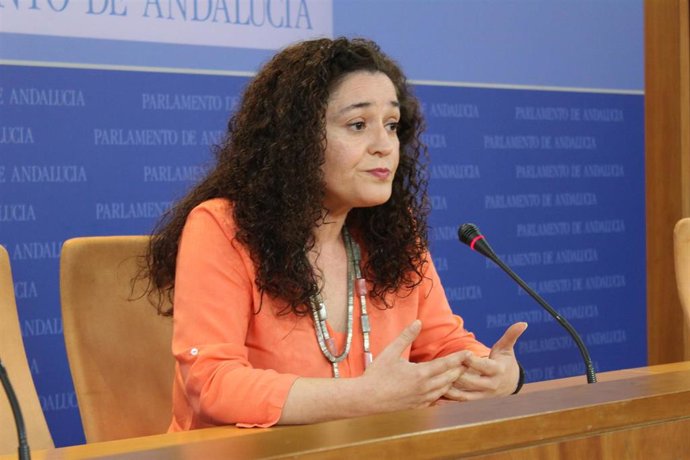 La portavoz parlamentaria de Adelante Andalucía, Inmaculada Nieto, en rueda de prensa.