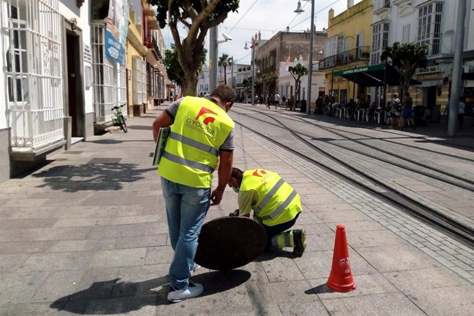 Obras de puesta a punto del tranvía de la Bahía de Cádiz