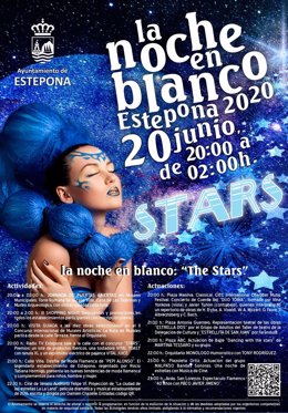 Cartel de la Noche en Blanco de Estepona el 20 de junio de 2020