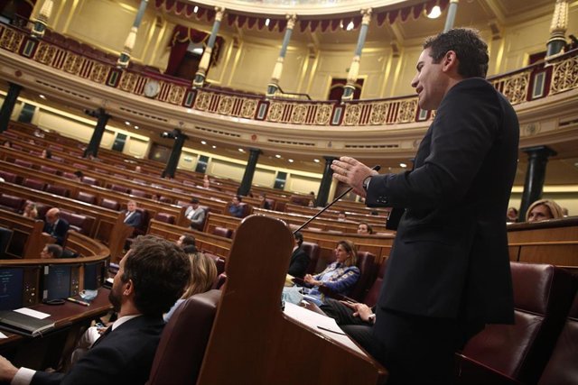 El secretario general del PP, Teodoro García Egea, en la sesión plenaria e este miércoles