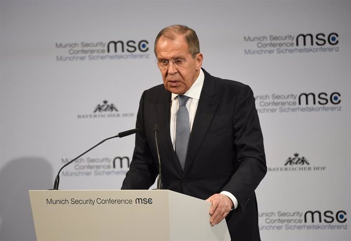 El ministro de Asuntos Exteriores de Rusia, Sergei Lavrov, en la conferencia de Múnich