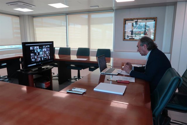 El conseller de Educación, Martí March, durante una reunión telemática.