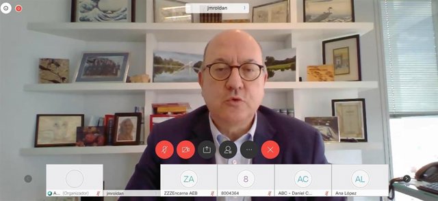 Presidente de la AEB, José María Roldán, en rueda de prensa telemática tras la Asamble General
