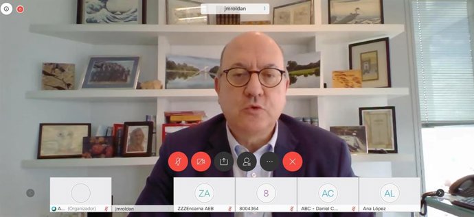 Presidente de la AEB, José María Roldán, en rueda de prensa telemática tras la Asamble General