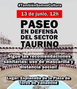 Convocatoria del 'Paseo en defensa del sector taurino' este sábado.