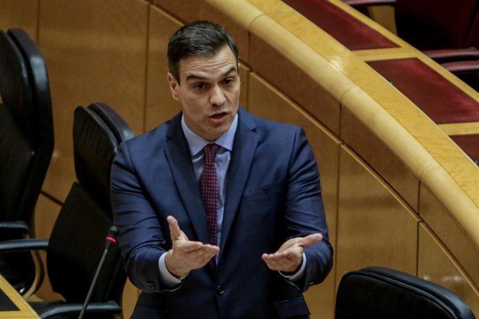El presidente del Gobierno, Pedro Sánchez, en un Pleno del Senado.