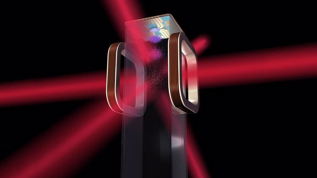 Concepto artístico de un chip atómico usado por el Atom Cold Laboratory