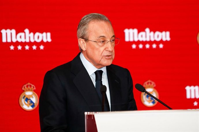 Florentino Pérez, presidente del Real Madrid, durante un acto en el Santiago Bernabéu 