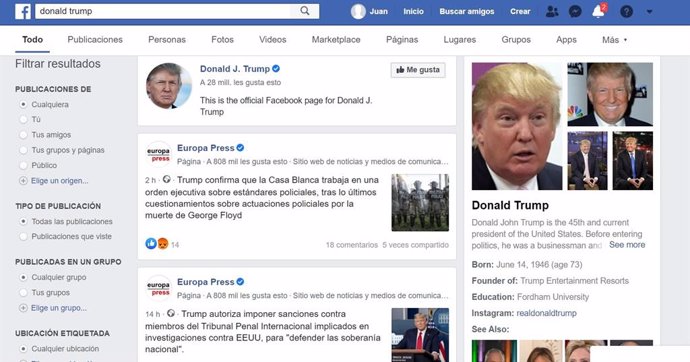 Facebook prueba a mostrar paneles información de Wikipedia en las búsquedas