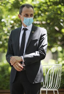 El ministro de Ciencia e Innovación, Pedro Duque, durante un coloquio científico en el Real Jardín Botánico durante el Día Mundial del Medioambiente. En Madrid (España), a 5 de junio de 2020.