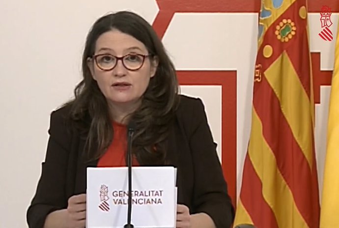 Mónica Oltra en la rueda de prensa tras el pleno del Consell