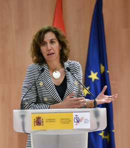 La presidenta del Consejo Superior de Deportes (CSD), Irene Lozano, en la sede de dicho organismo en Madrid