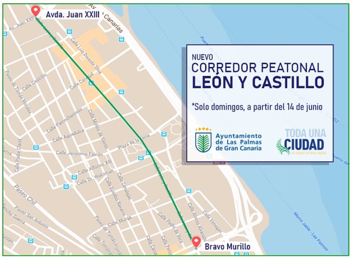Corredor peatonal en la calle León y Castillo
