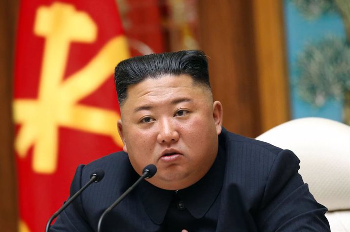 Kim Jong Un en una reunión del Partido de los Trabajadores de Corea del Norte el 12 de abril