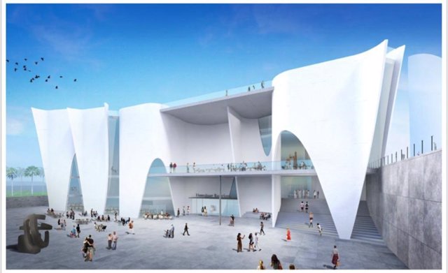 Proyecto del museo Hermitage (proyecto de Toyo Ito) en la Nueva Bocana del Puerto de Barcelona