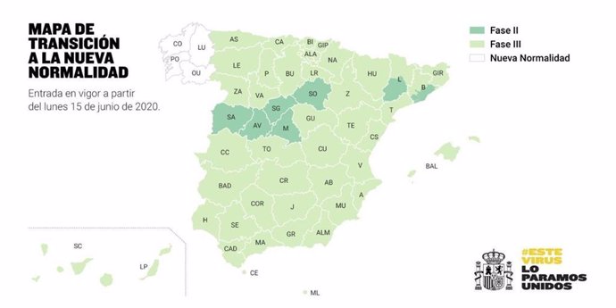 Mapa de la situación de España a partir del 15 de julio.