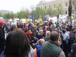 Imagen de archivo de la concentración en Madrid en marzo de 2019 por el encuentro España Vaciada, entre ellos, la plataforma Jaén Merece Más. 