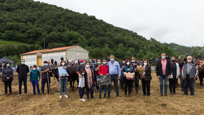 El consejero de Desarrollo Rural, Guillermo Blanco, asiste al concurso de arrastre en Treceño