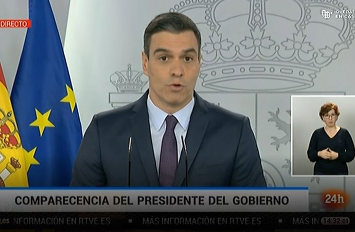 El presidente del Gobierno, Pedro Sánchez, durante la rueda de prensa.