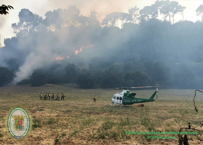 Efectivos del Infoca a los pies de la ladera