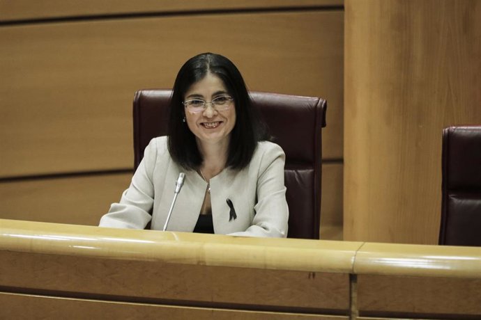 La ministra de Política Territorial y Función Pública, Carolina Darias, durante su comparecencia en el Senado en Comisión de su departamento. En Madrid (España), a 4 de junio de 2020.