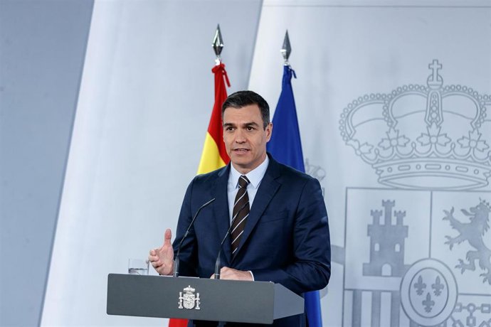 El presidente del Gobierno, Pedro Sánchez, lleva a cabo una rueda de prensa, en Madrid (España) a 7 de junio de 2020.