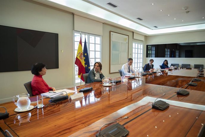 El presidente del Gobierno, Pedro Sánchez, se reúne con los presidentes autonómicos por videoconferencia, en Madrid (España) a 14 de junio de 2020. 