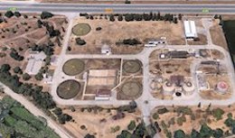 Imagen aérea de la Estación Depuradora de Aguas Residuales (EDAR) de Los Vados en Granada. 