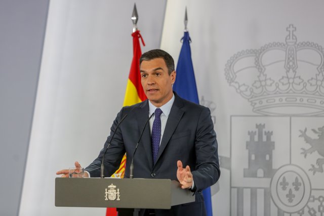 El presidente del Gobierno, Pedro Sánchez, durante su comparecencia en rueda de prensa  tras la última conferencia con los presidentes autonómicos durante el estado de alarma.