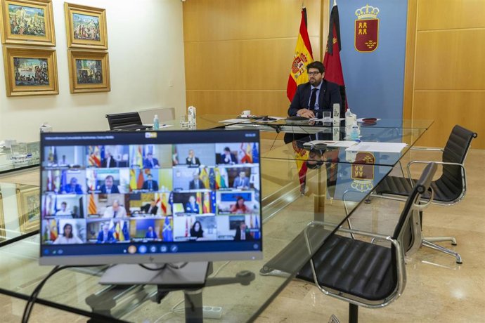 El presidente López Miras en la videoconferencia de presidentes